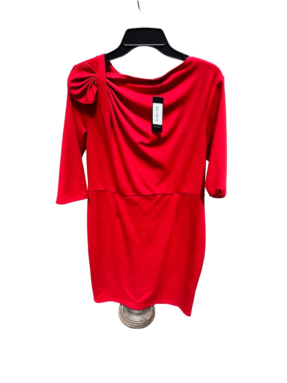 One-Shoulder Knot Mini Dress in Red - Women
